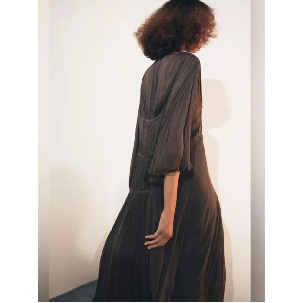 ZARA BEADED EMBROIDERED DRESS ZW COLLECTION - Picture 3 of 9
